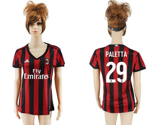Women's AC Milan #29 Paletta Home Soccer Club Jersey - Click Image to Close
